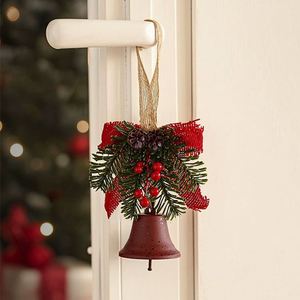 Decor Bells <b>Ornaments</b> Metal Pendants With <b>Red</b> Branch Pine Cones Design Bow Christmas Doors Bell - Product Image 4