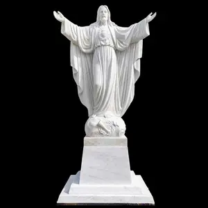 Dougbuild White Stone Monumental 90 Inch Tall Sacred Heart Of Jesus Statue Marble Sculpture