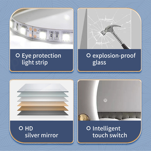 Miroir mural personnalisé en demi-cercle Miroir intelligent de salle de bain demi-lune sans cadre avec lumière LED - Product Image 2