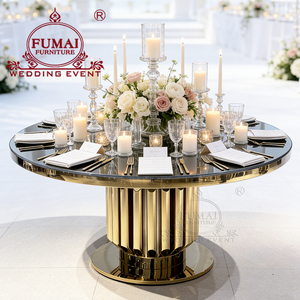Commercial Glass <b>Top</b> Stainless Steel <b>Wedding</b> Table and Chairs for Events - Product Image 3