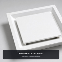Diffuseur d'air en acier 24x24 pouces à 4 voies avec noyau fixe à 3 cônes pour plafond en T et mur latéral, ventilation commerciale CVC