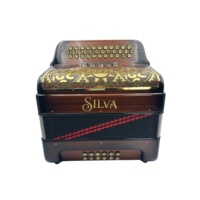 SEASOUND Accordéon professionnel 34 boutons 12 basses 5 registres JB3412D OEM Corps en bois flammé Grille noire Boutons dorés