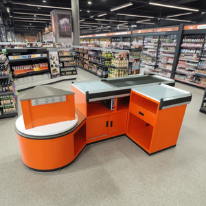 Grande pente modèle intégré <span class=keywords><strong>hypermarché</strong></span> caissier caisse de sortie supermarché table de caisse avec matériau en acier/métal - Product Image 5