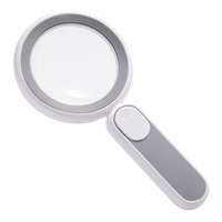 Portable Handheld Magnifying Glass 21 Warm-and-Cool LEDs USB-Charged Touch-Sensitive Switch Seniors' Reading Appraisal