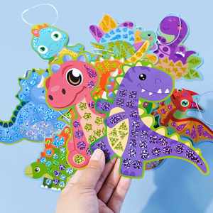 Girls and Boys Dinosaur Art Craft Kit Toddler <b>Bookmarks</b> Birthday Gifts 10 Sets Diy Mosaic Stickers for Kids - Product Image 2