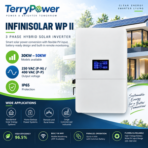 Onduleur solaire hybride triphasé 30KW 50KW haute tension 200-900V pour batterie lithium, WiFi, IP65, MPPT, raccordement au réseau et hors réseau, onde sinusoïdale pure - Product Image 1