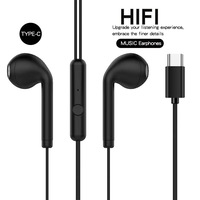 Earphone Kabel Type-C U19 Warna Macaron Bass Dalam & Mikrofon Karaoke Headphone Semi-In-Ear untuk Smartphone Android