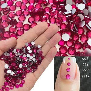 Customized 10 Gross small envelope Package Rose Flat Back Glass Rhinestones Wholesale 2080 Non Hotfix Crystal for crafts