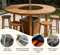 Meubles de jardin de luxe sur mesure, tables d'extérieur, ensemble de salle à manger en teck, table ronde, chaises, tabourets de bar pour hôtel, restaurant, cour