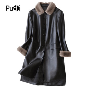 Cappotto Giacca A27953 in Vera Pelle di Pecora e <span class=keywords><strong>Piumino</strong></span> d'Anatra da Donna Invernale Caldo con Collo in Pelliccia di Visone Pelle Genuina Vintage <span class=keywords><strong>Trench</strong></span> Sottile a Maglia - Product Image 5