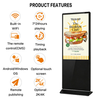 Pantalla LCD de 55 Pulgadas para Publicidad en Interiores, Kiosco con Programa de Marketing de Afiliados, Instalación en Suelo, Señalización Digital