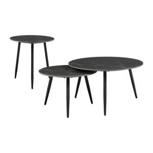 Ensemble de table à cocktail gigogne 3 pièces DB Modern pieds en métal noir avec dessus en pierre frittée pour une utilisation occasionnelle dans le salon - Product Image 2
