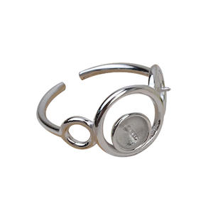 Bague ouverte en argent S925 pour femme, double perle, accessoires de bricolage avec taille réglable, sertissage, 103 perles, support vide - Product Image 5