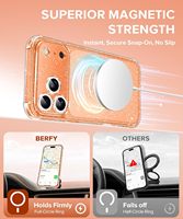 Coque TPU transparente antichoc BERFY pour 17 Pro Max avec paillettes, protection anti-jaunissement et protection d'écran, 3 lentilles de caméra diamantées