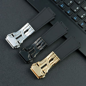 <span class=keywords><strong>Correa</strong></span> de Reloj de 25*19 mm Marrón y Negro para <span class=keywords><strong>Hublot</strong></span> Big Bang, Nueva Pulsera de Piel Genuina de Vaca y Caucho para Hombre con Cierre de Acero Inoxidable - Product Image 5