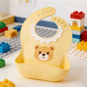 Bavoirs pour bébé en silicone de qualité alimentaire, sans BPA, non toxiques, avec logo personnalisé, ajustables, pour l'alimentation et l'apprentissage, imperméables et écologiques, vente en gros - Product Image 3