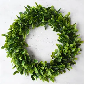 Guirnalda de hojas verdes de plástico para decoración de bodas, guirnaldas de hojas artificiales de BOJ para puerta, verde, venta al por mayor