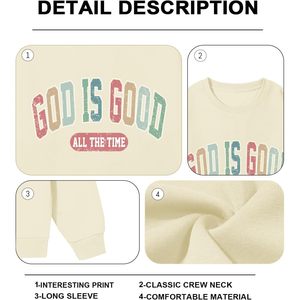 Sweat-shirt « Dieu est bon » pour femme, pull chrétien surdimensionné, inspiré par des versets bibliques, tricoté, respirant, chemise de foi - Product Image 6