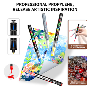 Set di <span class=keywords><strong>Pennarelli</strong></span> Acrilici Flysea 504 Colori con Punta Morbida, Include 432 Colori Acrilici e 72 Colori Metallici e Glitterati - Product Image 3