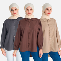 25 couleurs en gros dubaï femmes musulmanes robe Abaya tunique hauts à manches longues décontracté modeste coton polyester chemises musulmanes Blouses