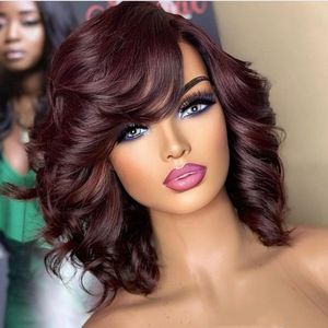 SDD doble dibujado oscuro 99J Color lindo estilo Remy joven donante <span class=keywords><strong>cabello</strong></span> humano HD encaje Frontal cierre pelucas con explosión - Product Image 1