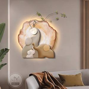 Décoration d'entrée en forme de tronc d'arbre en crème, éléphant, salon, couloir, allée, murale, induction lumineuse - Product Image 3