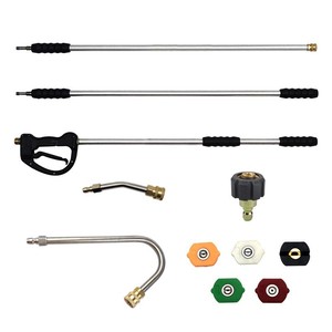 Kit de perche télescopique Bison de 10 pieds pour nettoyeur haute pression, en alliage d'aluminium, avec buse de pulvérisation à débit réglable, kit d'outils de lavage - Product Image 2