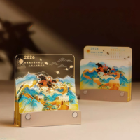 Calendrier de bureau lumineux 3D en papier découpé sur mesure, thème Cheval 2026, cadeau créatif artistique, souvenir d'entreprise