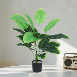 Palmier artificiel Dream Castle Traveler's Palm Bonsai 70cm en pot, plante décorative verte pour la maison, le bureau, utilisation en intérieur - Product Image 1
