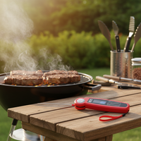 Termometer BBQ Digital Portabel dengan Probe Lipat untuk Panggangan Luar Ruangan dan Asap BBQ
