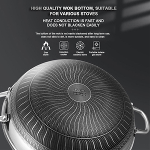 36/38/40/42cm Lớn Chảo 316 thép không gỉ tổ ong không dính lớn hai tai woks với kính nắp - Product Image 2