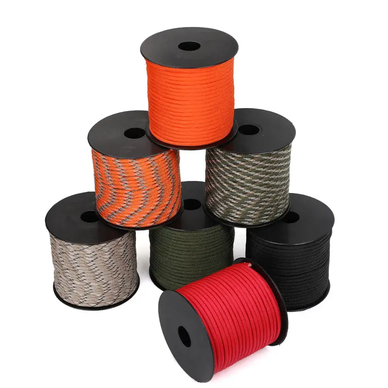 4mm Outdoor Polyester Parachute Cord Camping Survival Umbrella Tent 550 50M 7-Core Parachute Rope