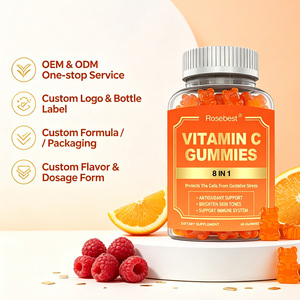 Rosebest OEM Private Label Vegan Pectin 750mg Vitamine <span class=keywords><strong>C</strong></span> Gummies Complément alimentaire pour soutenir l'immunité avec zinc, sélénium, magnésium, manganèse - Product Image 1