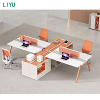 Table de bureau modulaire Liyu Furniture, style moderne personnalisé, avec cloisons en bois, pour poste de travail en face-à-face
