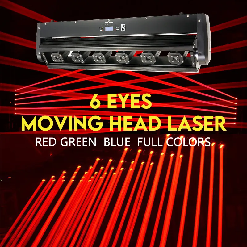TIITEE RGB Moving Beam Laser Light LED DMX RGB Dj Beam Bar 6 Eyes Night Club Stage Wedding Red Green Laser Light