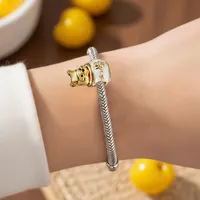 Bijoux pour enfants DSN, breloque de dessin animé, zircon, plaqué or 18 carats, argent S925, Winnie l'ourson, pot de miel, bracelet, collier, cadeau