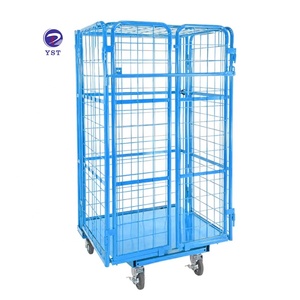 Chariot à <span class=keywords><strong>cage</strong></span> d'entrepôt en treillis métallique roulant en acier pliable personnalisé - Product Image 1