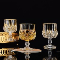 Ensemble de carafe à whisky en cristal avec bordure dorée de luxe, verres et plateau métallique pour bar à domicile, cadeau de mariage, style européen, vaisselle élégante