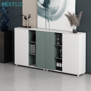 Meuble de bureau modulaire élégant en bois à 2 portes coulissantes, design européen moderne, pour la maison, l'école, l'atelier - Product Image 2