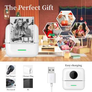 Stampante Termica per Bambini Mini Portatile Wireless con <span class=keywords><strong>Cavo</strong></span> <span class=keywords><strong>USB</strong></span> per Stampa di Foto & Etichette Domande 200dpi 57MM Stampante Mobile X5 82*82*45MM - Product Image 5