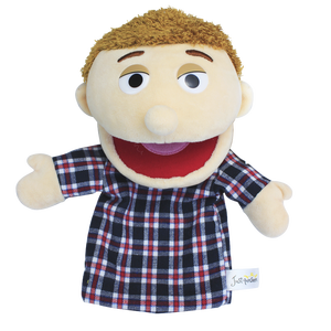 Venta al por mayor Stock negro familia oso marionetas de mano juguetes Super suave felpa malla jardín de infantes boca abierta muñecos de peluche interactivos - Product Image 5
