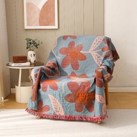 Housse de canapé moderne, colorée, florale, écologique, portable, personnalisable, en jacquard rétro, tissée, douce, esthétique, en mélange de coton