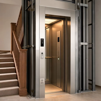 Ascenseur compact pour maison de 400 kg, ascenseur résidentiel pour passagers, cabine en acier inoxydable brossé, portes automatiques, certifié CE ISO, ascenseur domestique