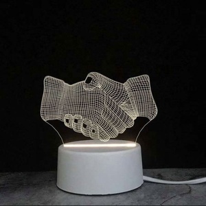 3D 시각적 착시 LED 무드등 따뜻한 백색 USB 플러그 원형 ABS 스탠드 아크릴 테이블 데스크 무드등 - Product Image 5