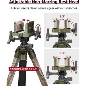Trakiom Lightweight Aluminum Frame Tripod <b>Stand</b> with Integrated Clamp Head Clamping Rest Bubble Level-Flexible Camo Design - Product Image 4