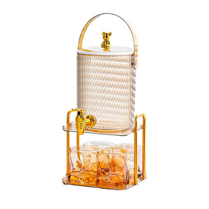Carafe à eau froide avec robinet, 3,5 L, couleur ambre, distributeur de boissons rond pour usage domestique - Product Image 5
