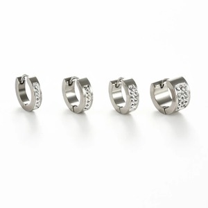 1Pair Stainless Steel Crystal Zircon Small Circle Round Hoop <b>Earrings</b> For Women <b>Men</b> Shiny Brincos <b>Huggie</b> Ear Cuff Party Jewelry - Product Image 1