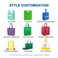 Tas Belanja Supermarket Lipat Reusable Non-Woven dengan Pegangan, Motif Huruf, Kapasitas Besar, Sablon Sutra, untuk Promosi Grosir