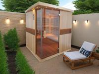 Sauna de jardin en pin massif pour 6 personnes, chauffage infrarouge lointain à faible EMF, sauna humide et sec pour hôtel et complexe hôtelier