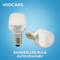 Ampoule LED E10 BA9S G18 Frosted Globe 12V 24V 48V Large Plage de Tension, Mini Indicateur pour Panneau d'Équipement